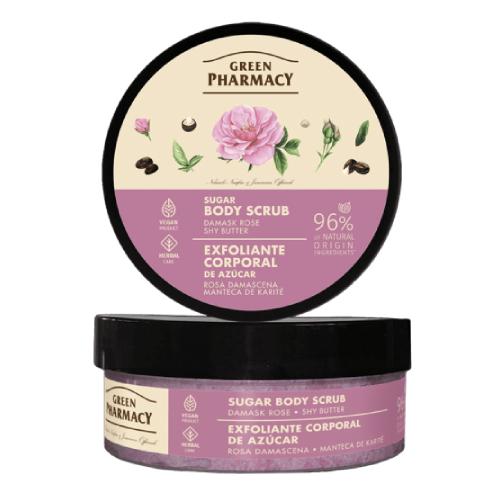 Zdjęcie produktu - GREEN PHARMACY Peeling cukrowo-solny do ciała R&oacute;ża damasceńska i Masło shea, 200ml