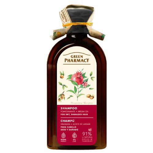 Zdjęcie produktu - Green Pharmacy Szampon do włos&oacute;w suchych i zniszczonych granat i olej arganowy, 350 ml