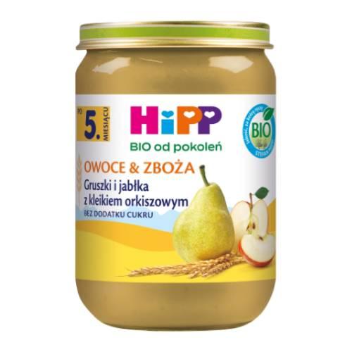 Zdjęcie produktu - HiPP BIO Owoce & Zboża Gruszki i jabłka z kleikiem orkiszowym po 5. miesiącu, 190 g