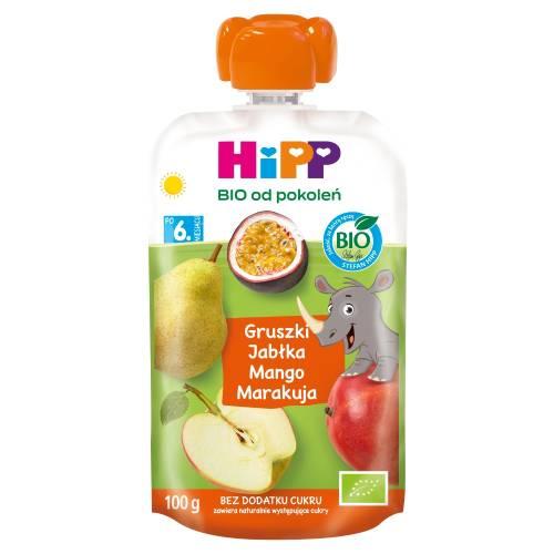 Zdjęcie produktu - HiPP BIO Mus owocowy gruszki jabłka mango marakuja po 6. miesiącu, 100 g
