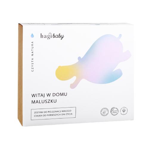HAGI Baby Zestaw Witaj w domu Maluszku: Żel do ciała i włos&oacute;w 250 ml + Oliwka do ciała 150 ml + Mydło 100 g + Krem pod pieluszkę 50 ml + Krem do buzi i ciała 50 ml