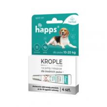 Zdjęcie produktu - HAPPS Herbal Krople na pchły i kleszcze dla średnich ps&oacute;w (10-20kg), 4x4szt.