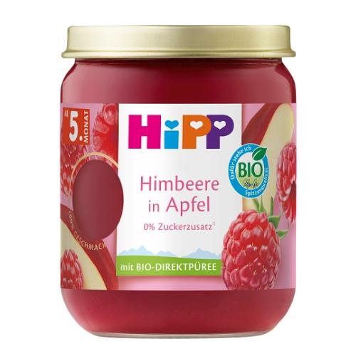 Zdjęcie produktu - HiPP BIO Jabłka z malinami dla niemowląt po 5. miesiącu życia, 160 g