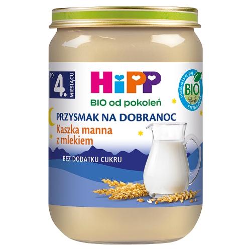 Zdjęcie produktu - HiPP Bio Przysmak na dobranoc Kaszka manna z mlekiem po 4. miesiącu, 190 g