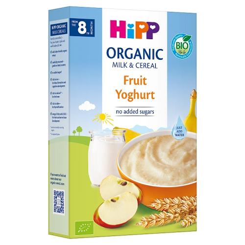 Zdjęcie produktu - HiPP BIO Kaszka mleczno zbożowa owoce-jogurt dla niemowląt od 8. miesiąca, 250 g