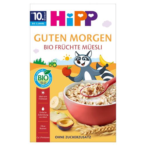 Zdjęcie produktu - HiPP BIO Musli wielozbożowe banany, jabłka, śliwki od 10. miesiąca, 200 g