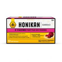 Zdjęcie produktu - HONIKAN GARDŁO 2-fazowe pastylki do ssania o smaku wiśniowym, 16 pastylek