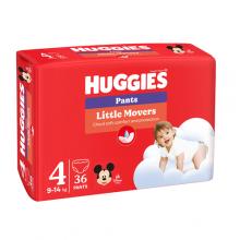 Zdjęcie produktu - HUGGIES Pieluchomajtki Little Movers Pants rozmiar 4 (9-14kg), 36szt.