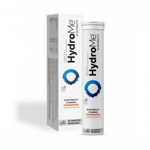 Zdjęcie produktu - HydroMe Elektrolity o smaku poziomkowo-gruszkowym, 24 tab. mus.