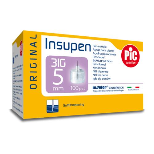 Zdjęcie produktu - PIC Insupen Igły do pen&oacute;w insulinowych 31G 5mm, 100 sztuk