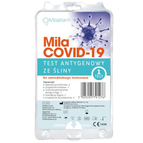 Miniaturka artykułu - MilaCOVID-19 Szybki test antygenowy ze śliny, 1 test