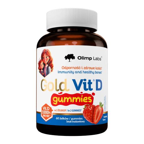 Zdjęcie produktu - Olimp Gold Vit D Witamina D w żelkach smak truskawkowy, 60 szt.