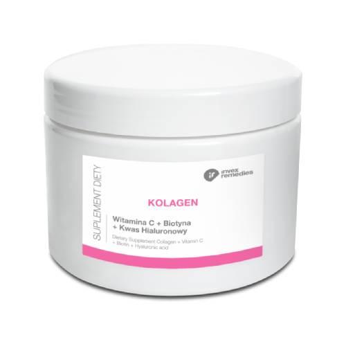 Zdjęcie produktu - INVEX REMEDIES Kolagen + Witamina C + Biotyna + Kwas Hialuronowy, 170 g