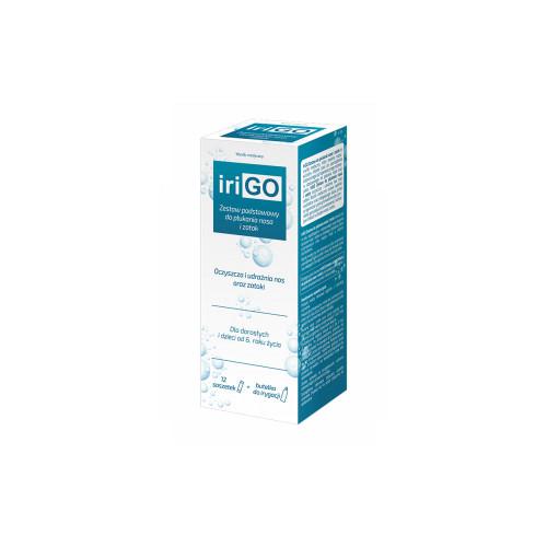 Zdjęcie produktu - Irigo Zestaw podstawowy do płukania nosa i zatok ( butelka + 12 saszetek) 