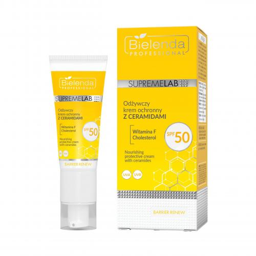 Zdjęcie produktu - Bielenda Supremelab Barrier Renew Odżywczy krem ochronny z ceramidami SPF 50, 40 ml