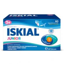 Zdjęcie produktu - Iskial Junior olej z wątroby rekina, witamina D, DHA smak cytrynowy, 60 kaps. do żucia