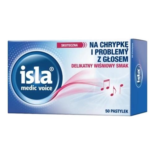 Zdjęcie produktu - Isla Medic Voice Na chrypkę i problemy z głosem smak wiśniowy, 50 past. do ssania