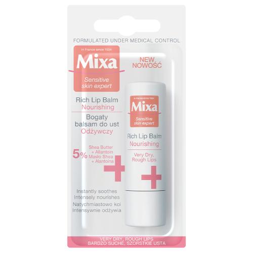 Miniaturka artykułu - MIXA Sensitive Skin Expert Bogaty balsam do ust odżywczy, 4,7ml