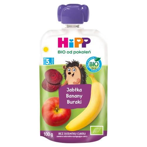 Zdjęcie produktu - HiPP BIO Mus owocowo-warzywny jabłka banany buraki po 5. miesiącu, 100 g
