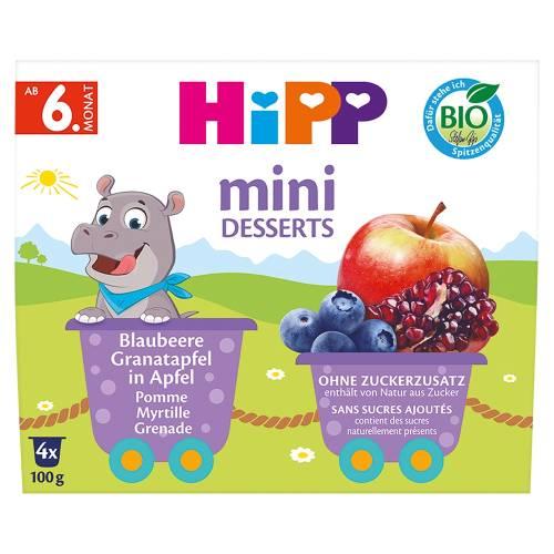 Zdjęcie produktu - HiPP BIO Mini deser jabłka jagody granaty od 6. miesiąca, 4 x 100 g