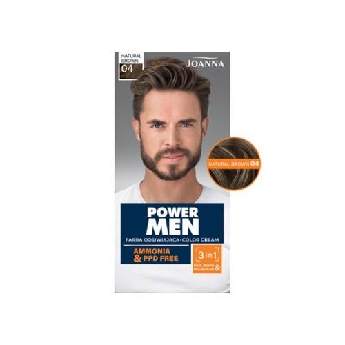 JOANNA Power Men Color Cream Farba odsiwiająca 04 Natural Brown, 30g + 30g