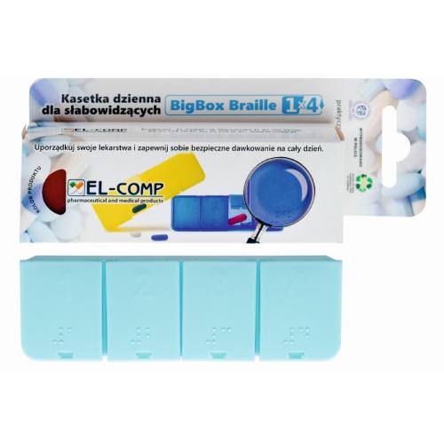 Zdjęcie produktu - EL-COMP BigBox Braille Kasetka dzienna dla słabowidzących, 4 pory dnia, 1 szt.