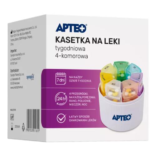Zdjęcie produktu - Kasetka na leki tygodniowa 4-komorowa APTEO