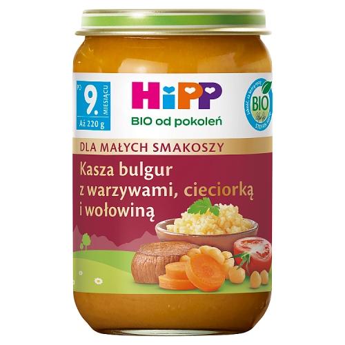 Zdjęcie produktu - HiPP BIO Kasza bulgur z warzywami cieciorką i wołowiną po 9. miesiącu, 220 g
