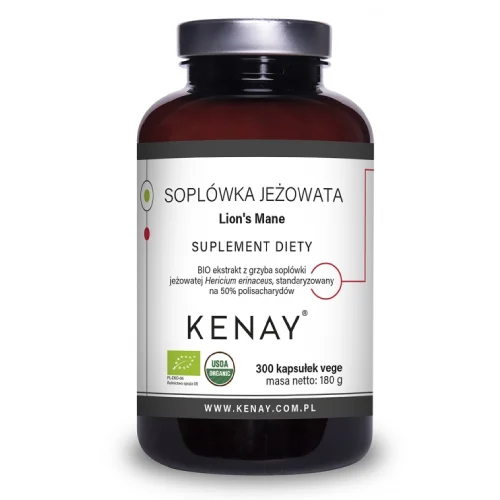 Zdjęcie produktu - Kenay Sopl&oacute;wka jeżowata Lion's Mane, 300 kaps.
