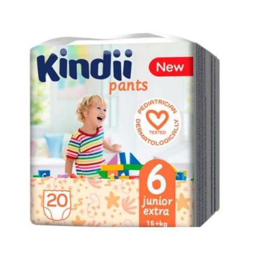 Zdjęcie produktu - Kindii Pants Junior Extra Pieluchomajtki rozmiar 6, 15+kg, 20 sztuk