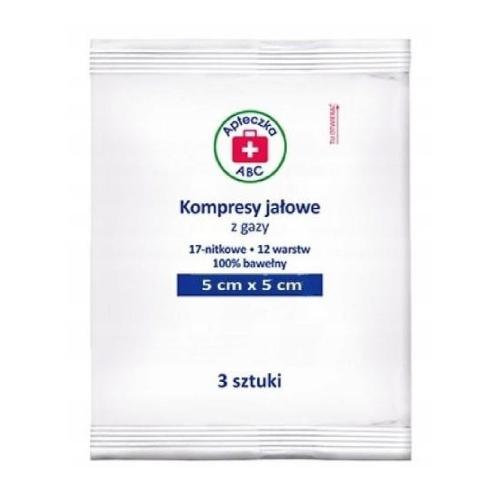 Zdjęcie produktu - Apteczka ABC Kompresy z gazy jałowe 17N 12W 5cm x 5cm, 3 szt.