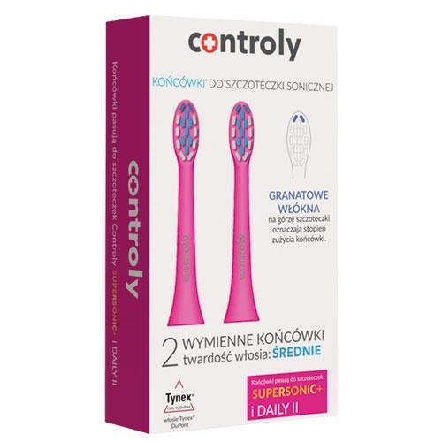 Zdjęcie produktu - Controly Końc&oacute;wki do szczoteczki sonicznej Supersonic i Daily II średnie r&oacute;żowe, 2 szt.