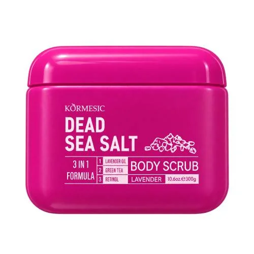 Zdjęcie produktu - Kormesic Dead Sea Salt Lavender Body Scrub Solny peeling do ciała z lawendą, 300 g