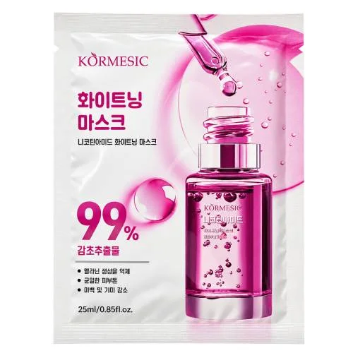 Zdjęcie produktu - Kormesic Korean Beauty Niacinamide Whitening Face Mask Maseczka do twarzy w płachcie z niacynamidem, 25 ml
