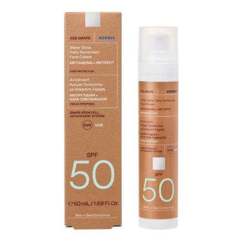 Zdjęcie produktu - KORRES Red Grape Sheer Glow Daily Sunscreen Face Cream Rozświetlający krem do twarzy SPF50, 50ml