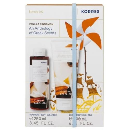 Zdjęcie produktu - Korres Zestaw Spread Joy Vanilla Cinnamon (Żel pod prysznic, 250 ml + Mleczko do ciała, 200 ml)