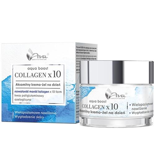 Zdjęcie produktu - AVA Aqua Boost Collagen x10 Aksamitny kremo-żel na dzień, 50 ml