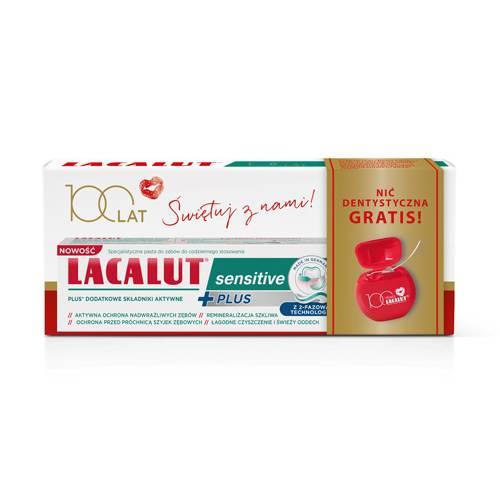 Zdjęcie produktu - Lacalut Sensitiv Plus Pasta do zęb&oacute;w wrażliwych, 75 ml + nić dentystyczna 