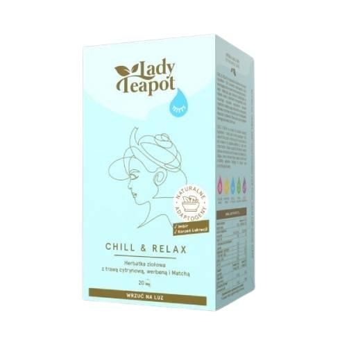 Zdjęcie produktu - BiFix Lady Teapot Chill&Relax Herbatka ziołowa z trawą cytrynową, werbeną i Matchą, 20x1,75g