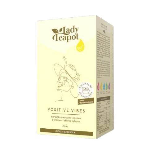 Zdjęcie produktu - BiFix Lady Teapot Positive Vibes Herbatka owocowo-ziołowa z imbirem i sk&oacute;rką cytryny, 20x2g