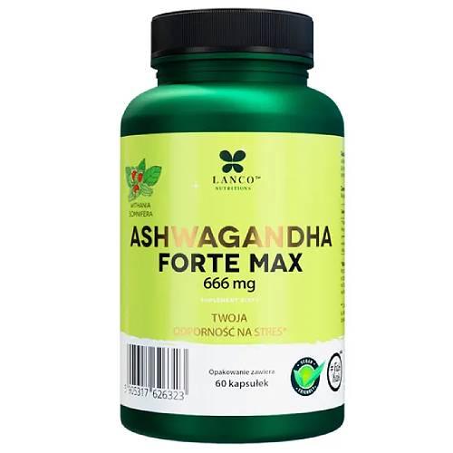 Zdjęcie produktu - LANCO NUTRITIONS Ashwagandha Forte Max Twoja odporność na stres, 60 kaps. KR&Oacute;TKA DATA 31.07.2026