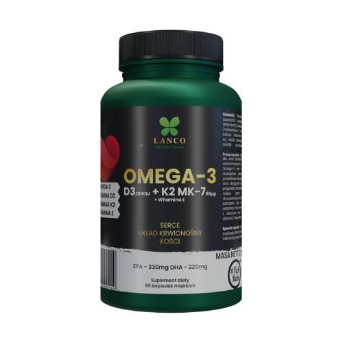Zdjęcie produktu - LANCO NUTRITIONS Omega 3 D3 + K2 MK-7 + Witamina E, 60kaps.
