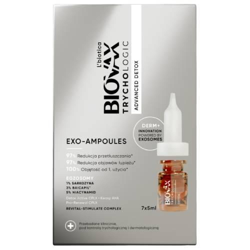 Zdjęcie produktu - L'biotica Biovax Trychologic Exo-Ampoules Advanced Detox Kuracja detoksykująca do sk&oacute;ry głowy, 7 szt. x 5 ml