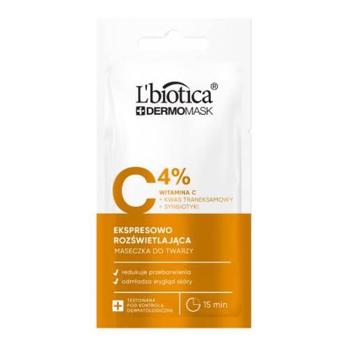 Zdjęcie produktu - L'BIOTICA Dermomask Ekspresowo rozświetlająca maska z witaminą C, 8ml