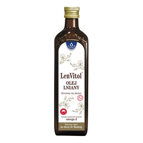 Zdjęcie produktu - LenVitol olej lniany tłoczony na zimno, 500ml  KR&Oacute;TKA DATA 31.07.2026