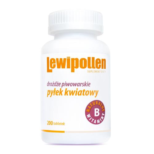 Zdjęcie produktu - LEWIPOLLEN drożdże piwowarskie + pyłek kwiatowy, tabletki z naturalnymi witaminami z grupy B, 200 szt.