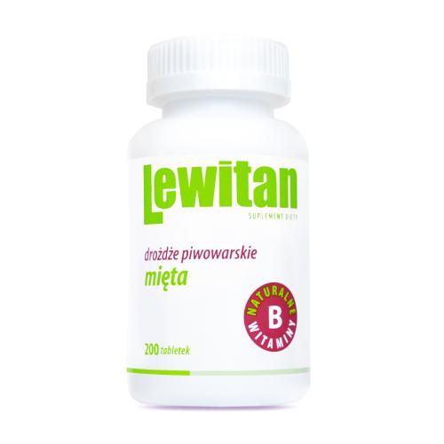 Zdjęcie produktu - LEWITAN z drożdżami piwowarskimi z miętą, tabletki z naturalnymi witaminami z grupy B, 200tabl.