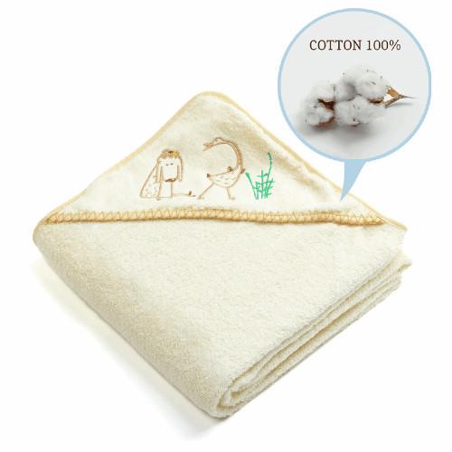 Libra- Babies Okrycie kąpielowe z kapturkiem 95cmx95cm Ecru