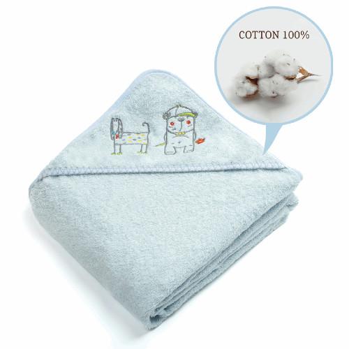 Zdjęcie produktu - Libra- Babies Okrycie kąpielowe z kapturkiem 95cmx95cm Niebieskie