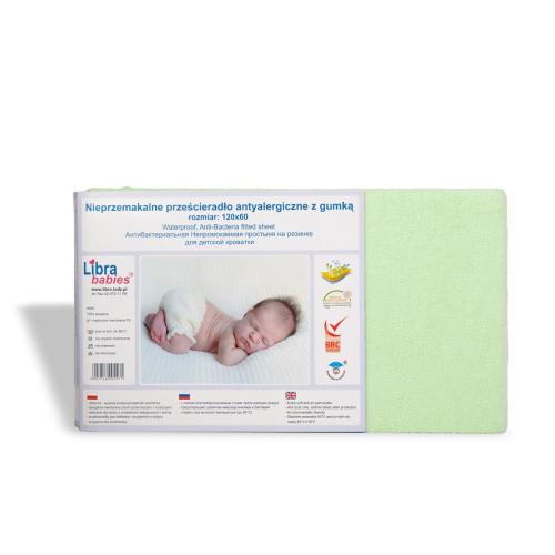 Zdjęcie produktu - Libra-Babies Prześcieradło nieprzemakalne 120x60cm zielone jabłuszko